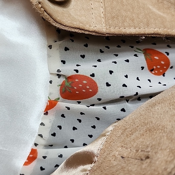 2 pc For Joseph Suede Jacket & XX3 Sheer Strawberry Top BUNDLE 2 PIECE both sz S - Picture 9 of 17